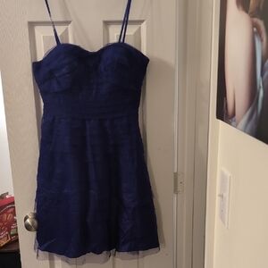 Adrianna Papell Blue Violet Strapless Mini Dress With Layered Tulle Size 10